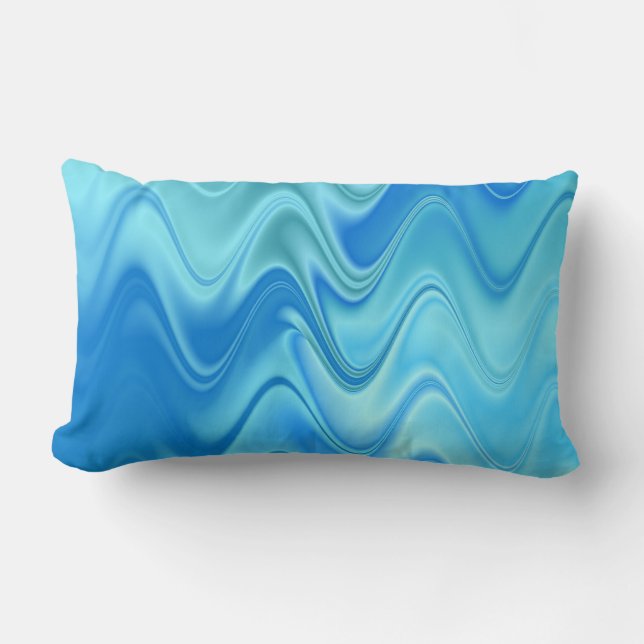 Wavy Blue Abstract Lumbar Cushion (Front)