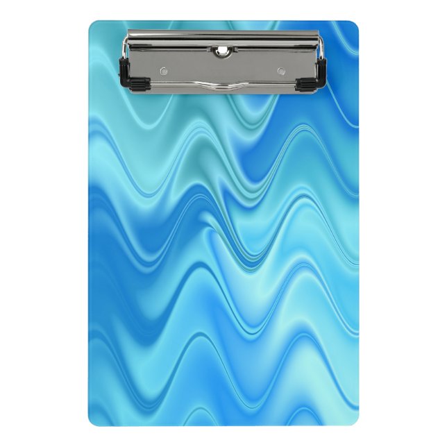 Wavy Blue Abstract Mini Clipboard (Front)