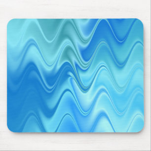 Wavy Blue Abstract Mouse Pad