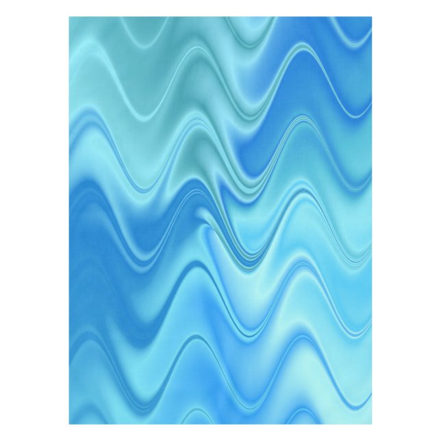 Wavy Blue Abstract Tablecloth (Front)