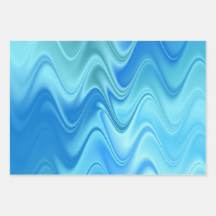 Wavy Blue Abstract Wrapping Paper Sheet