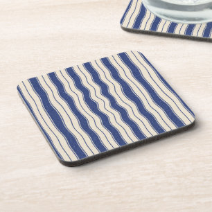 Wavy Blue and White Stripes Coaster