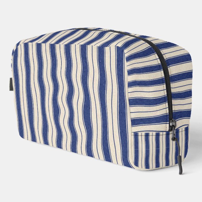 Wavy Blue and White Stripes Print Cut Sew Bag (Right Corner)