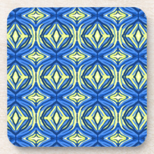 Wavy blue and yellow lines coaster