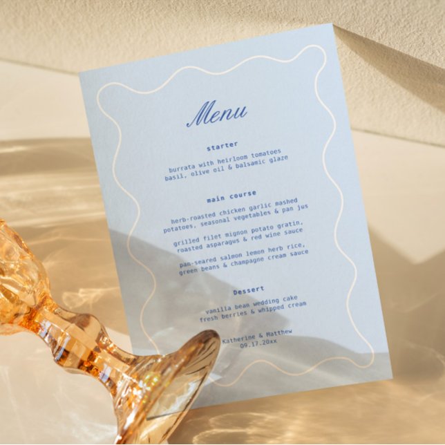 Wavy Blue Coastal Wedding  Menu (Creator Uploaded)