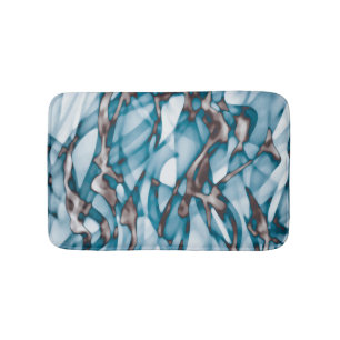 Wavy Blue Gold Abstract Art Bath Mat