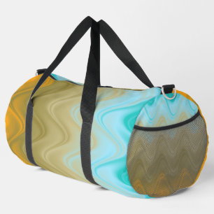 Wavy Blue Green Orange Abstract Duffle Bag