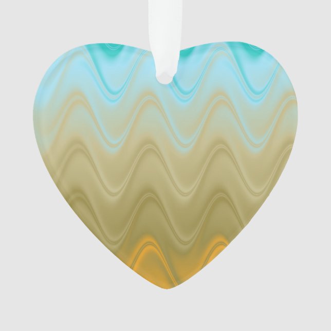Wavy Blue Green Orange Abstract Ornament (Front)