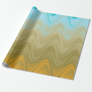 Wavy Blue Green Orange Abstract Wrapping Paper