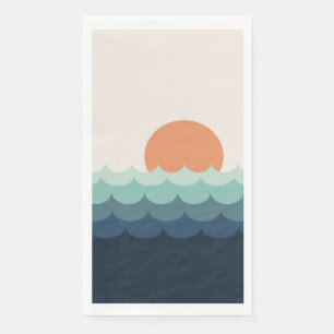 Wavy blue ocean at sunset napkin