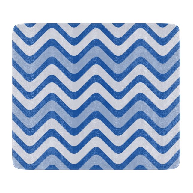 Wavy Blue Pattern Cutting Board (Front)