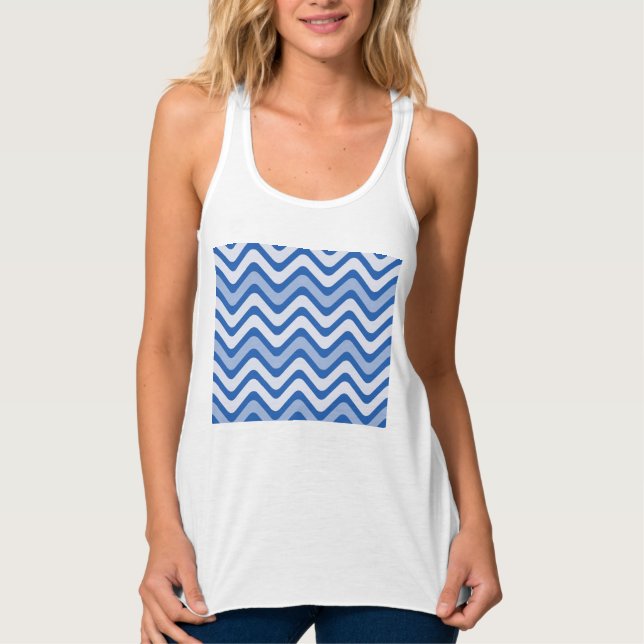 Wavy Blue Pattern Singlet (Front)