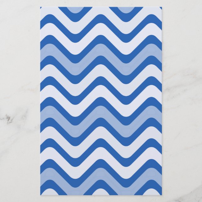 Wavy Blue Pattern Stationery (Front)
