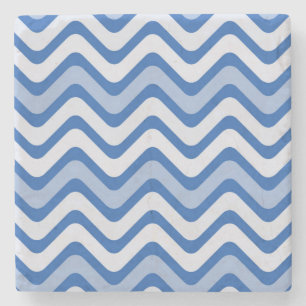 Wavy Blue Pattern Stone Coaster