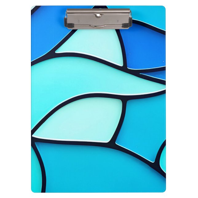 WAVY BLUE STAINED GLASS CLIPBOARD (Front)