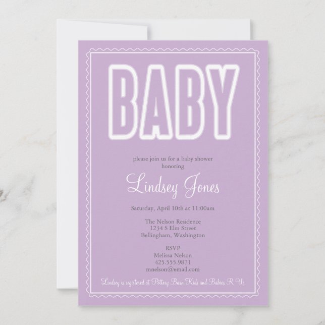 Wavy Border Baby Shower Invitation (Front)