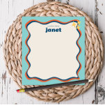 Wavy Border Blue and Orange Retro Personalised Notepad<br><div class="desc">This personalised notepad features a "groovy" design in orange and blue. Use the template form to add your personalisation.</div>
