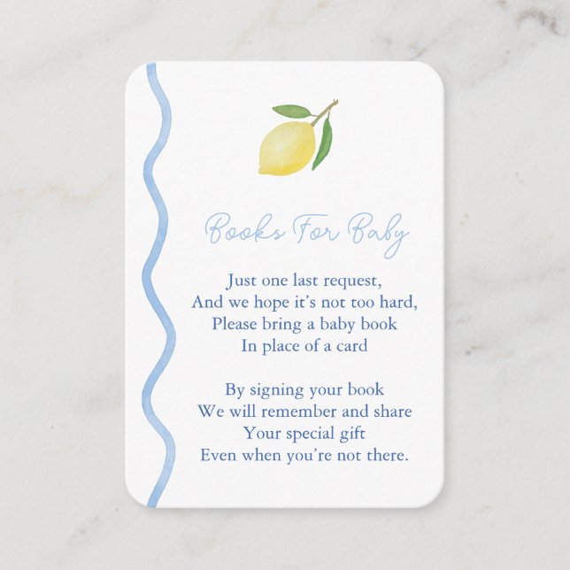 Wavy Border Bring Book For Baby Boy Shower Enclosure Card (Front)