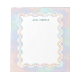 Wavy Border Colorful Soft Pastel Personalized Notepad