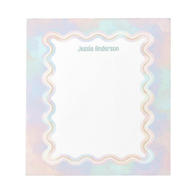 Wavy Border Colorful Soft Pastel Personalized Notepad (Front)