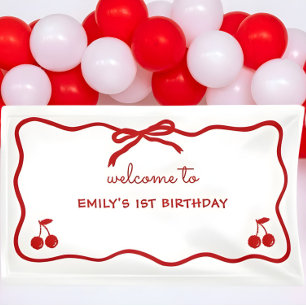 Wavy Border Hand Drawn Cherry on Top  Banner