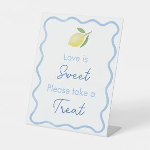 Wavy Border Love Is Sweet Bridal Shower Favour Pedestal Sign