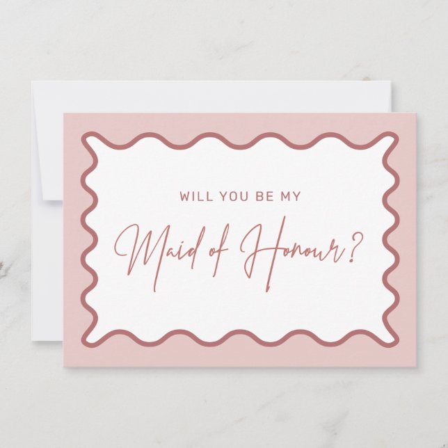 Wavy Border Maid of Honour Proposal Card (Front)