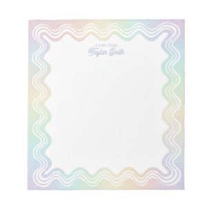 Wavy Border Pastel Rainbow Personalized Name Notepad
