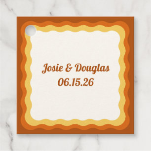Wavy Border Retro 70s Vintage Aesthetic Wedding Favour Tags