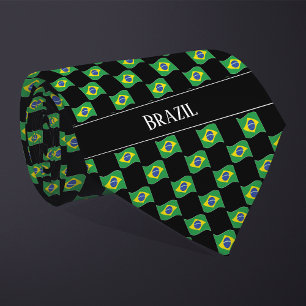 Wavy Brazil Flag Pattern  Tie