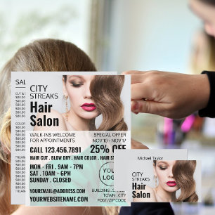 Wavy Brown Hair, Hair Stylist, Hair Salon Business Card