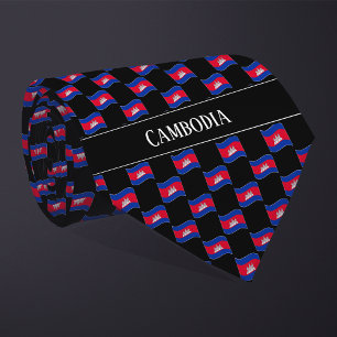 Wavy Cambodia Flag Pattern Tie