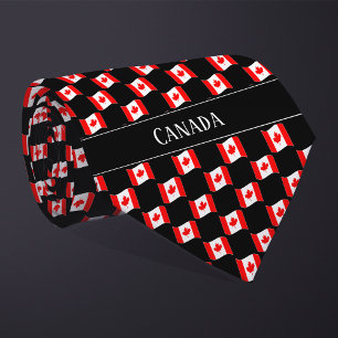 Wavy Canada Flag Pattern Tie
