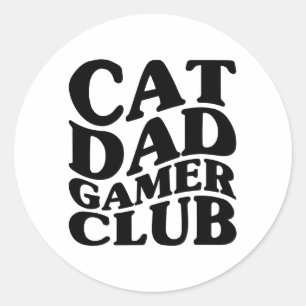 Wavy Cat Dad Gaming Lover Funny Classic Round Sticker