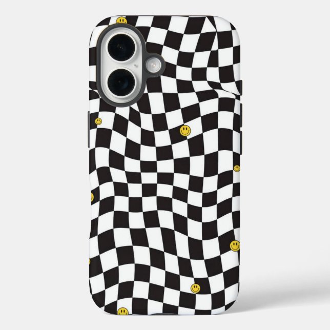  Wavy Checkerboard Smiley Streetwear Case (Back)