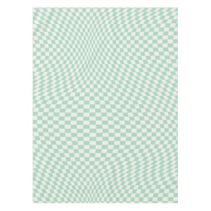 Wavy Checkered Pastel Green Checkerboard Pattern Tablecloth