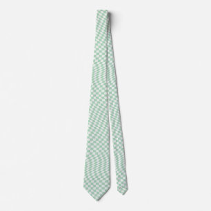 Wavy Checkered Pastel Green Checkerboard Pattern Tie