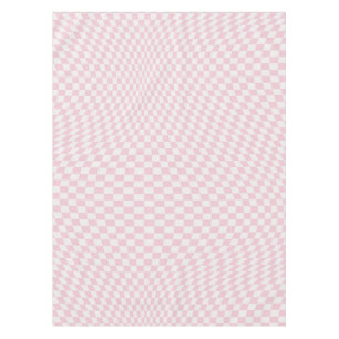 Wavy Checkered Pastel Pink Checkerboard Pattern Tablecloth