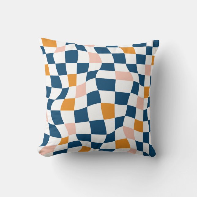 Wavy Chequerboard Harmony Cushion (Front)