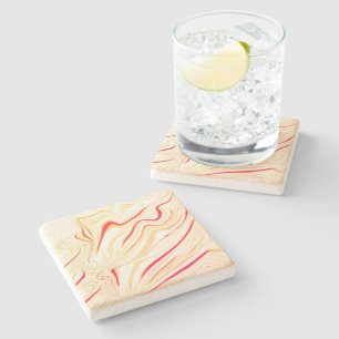 Wavy cloth with light beige tones, red pink curve stone coaster
