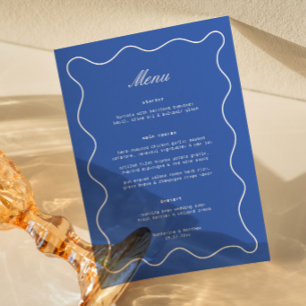 Wavy Cobalt Blue Wedding Menu