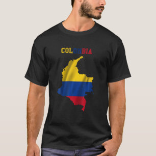 Wavy Colombian Flag Inside Map Of Colombia T-Shirt