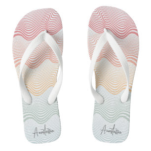 Wavy coloured stripes with your NAME elegant Jandals
