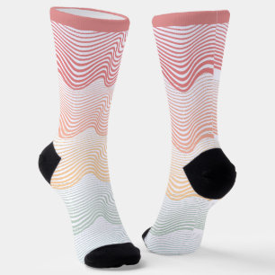Wavy coloured stripes with your NAME   elegant Socks