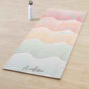 Wavy coloured stripes with your NAME   sport Yoga Mat