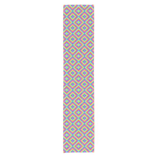 Wavy Colourful Square Psychedelic Pattern  Short Table Runner (Front)