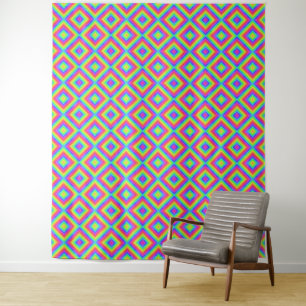 Wavy Colourful Square Psychedelic Pattern Tapestry