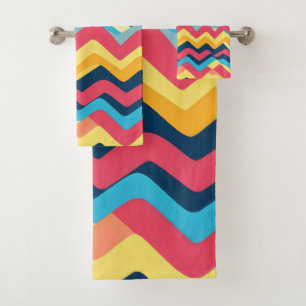 Wavy colours bath towel set
