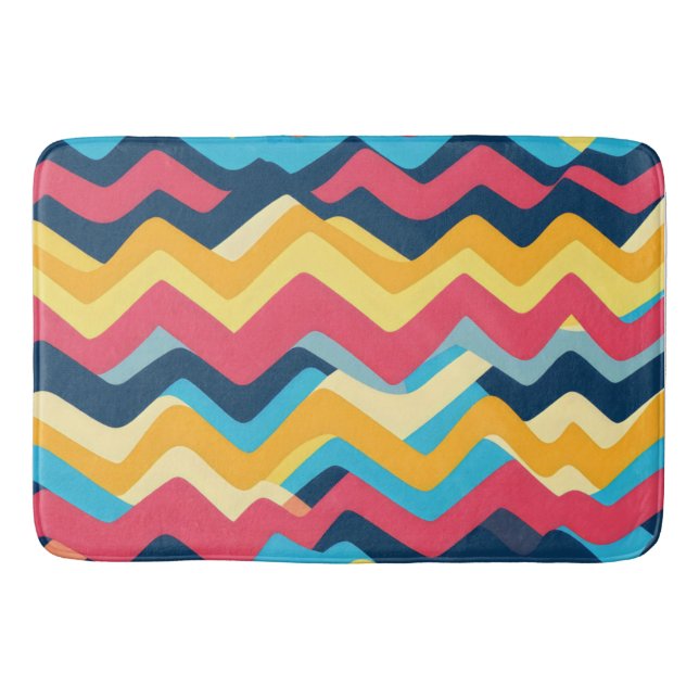 Wavy colours zigzag bath mat (Front)