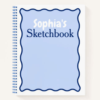 Wavy Curve Modern Personalised Name Sketchbook Notebook